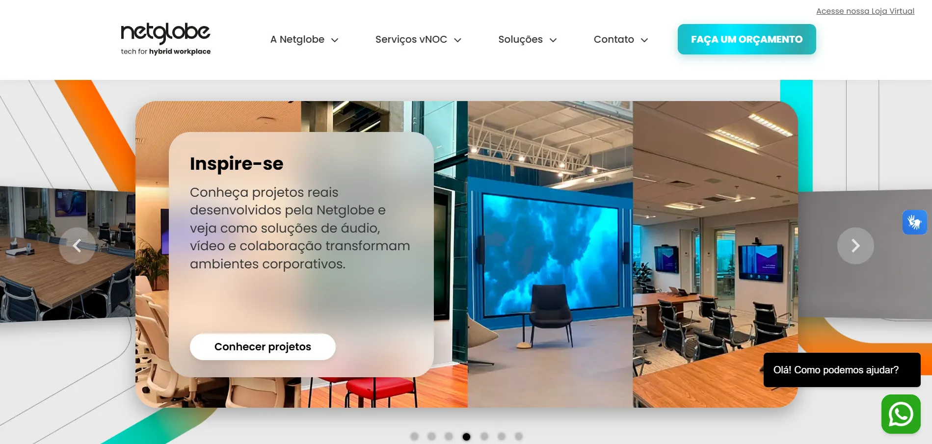 Página inicial do site Netglobe