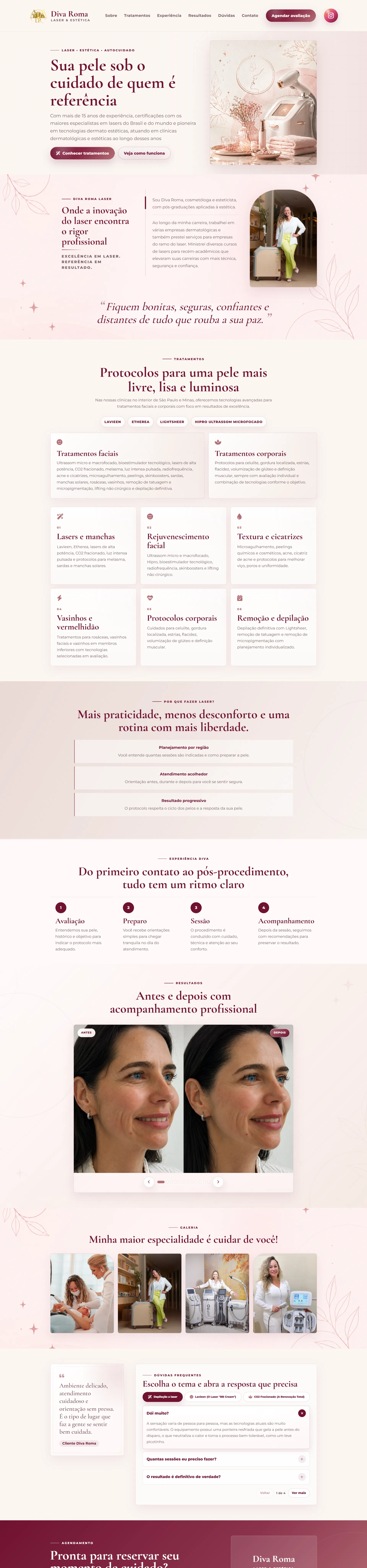 Site da clínica Diva Roma Laser