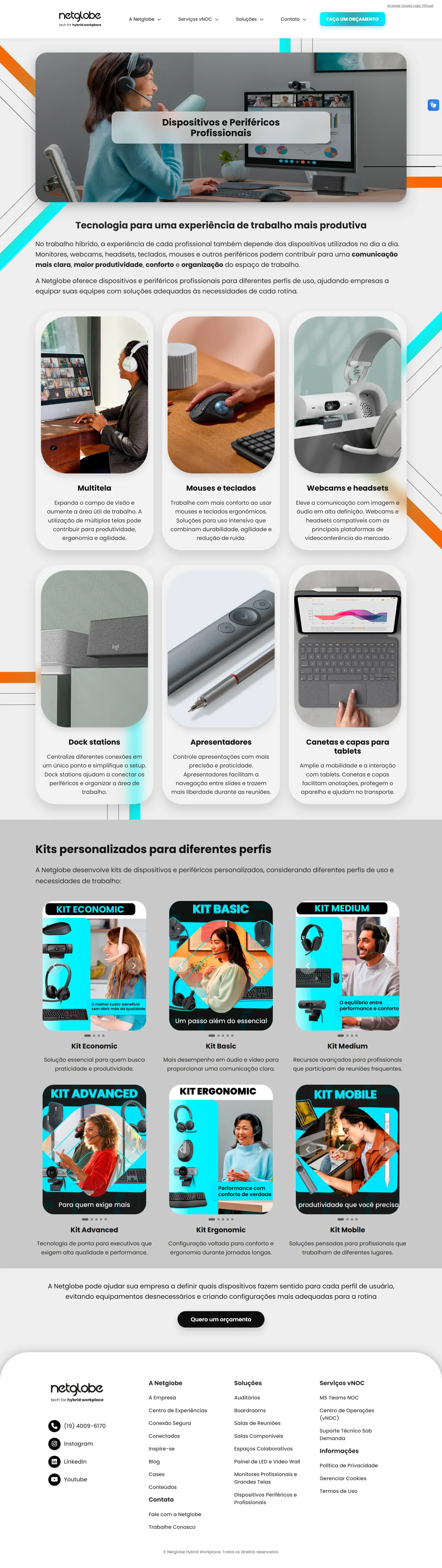 Página completa da Netglobe: Dispositivos